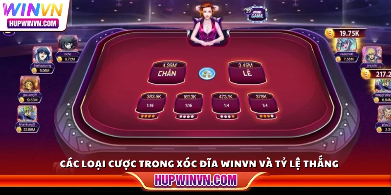 Các loại cược trong Xóc đĩa Winvn và tỷ lệ thắng